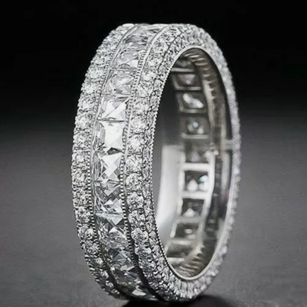 crystal 1.85 CT round AAA quality stainless steel eternity band sz 8